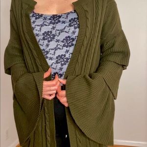 Layered Bell Sleeve Knit Cardigan